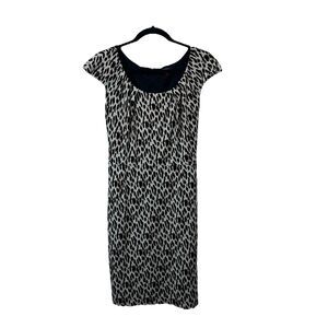 Tahari Arthur S Levine Sheath Dress Womens Size 12P Animal Print Cheetah Leopard